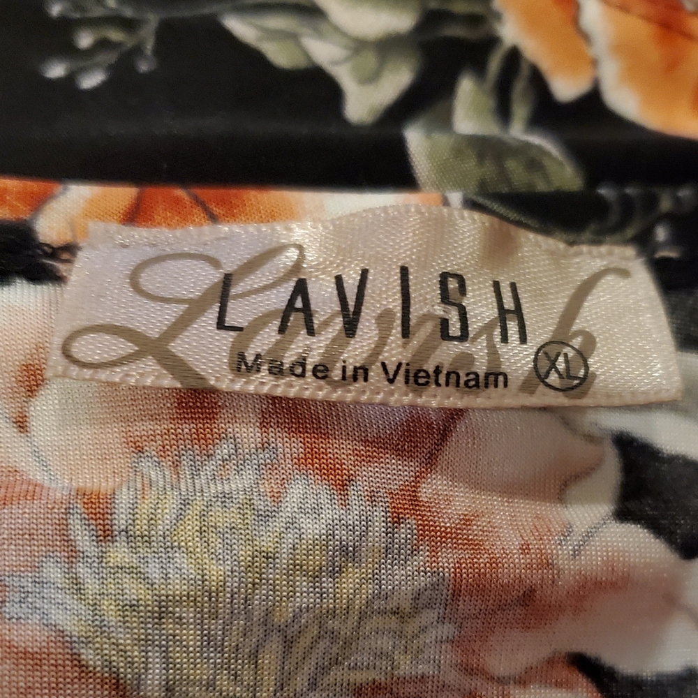 Lavish Brand Blouse, Black Multi-Color Floral, Size XL. NWOT - Picture 7 of 7